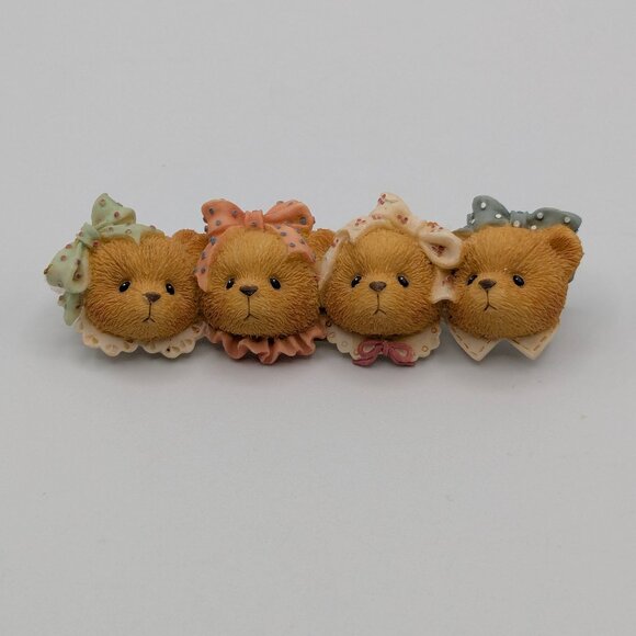 Cherished Teddies Vintage Brooch 1996 Teddy Bears 3.25"x1.125" - Picture 1 of 11